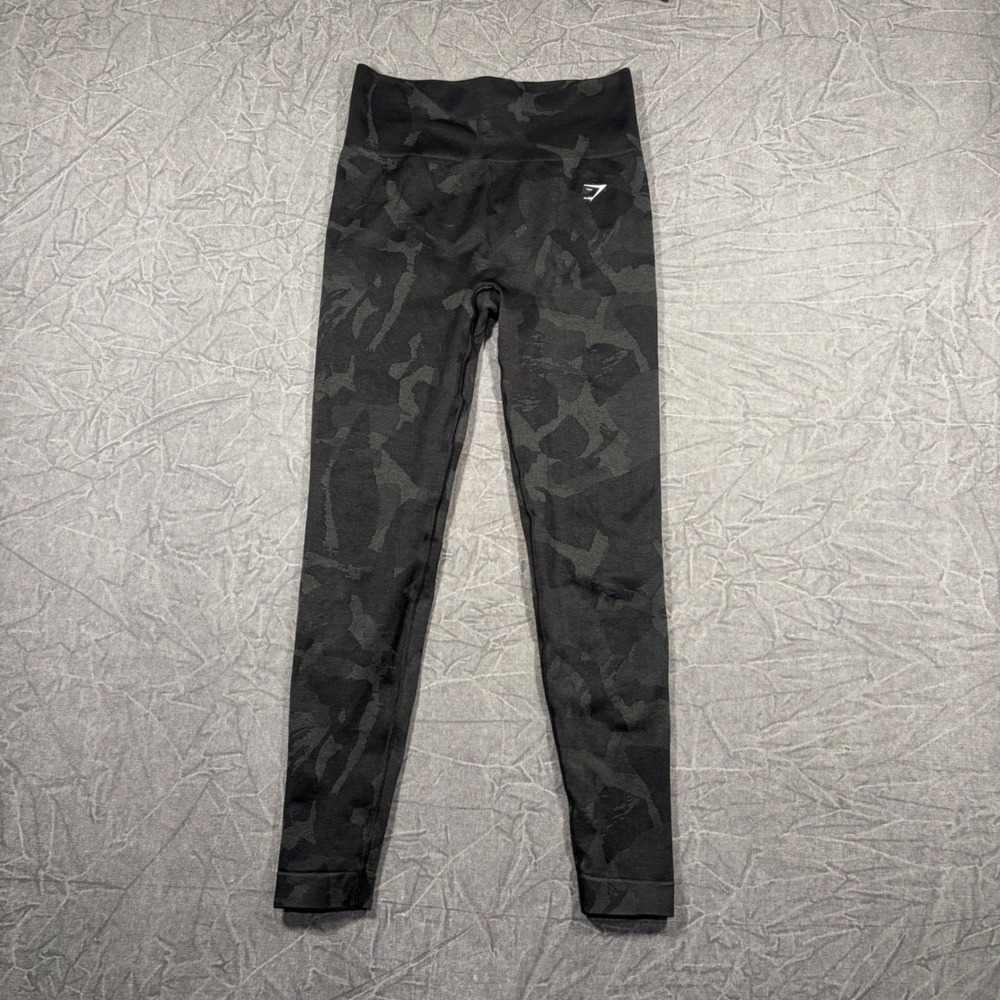 Gymshark Leggings Womens M Black Adapt Camo Seamless High Waisted Ruched Tights